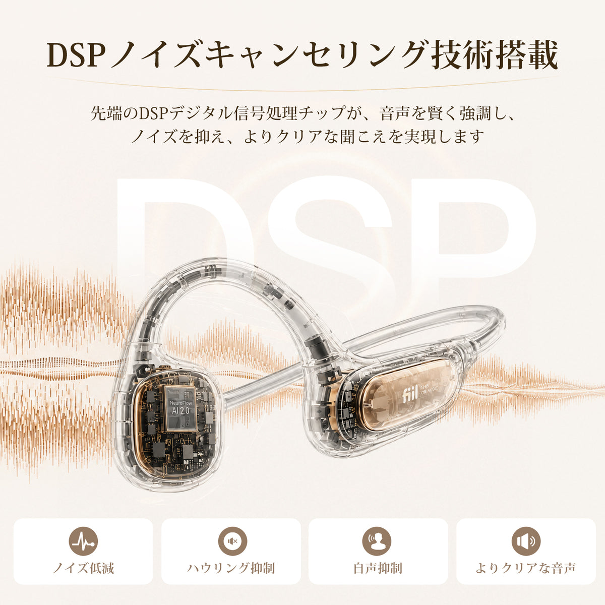 FIIL 集音器 骨伝導 しゅうおんき 高齢者 【DSPノイズ低減】耳をふさがない BT5.3 音声拡聴器 充電式 両耳 母の日 父の日 簡単操作